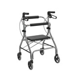 Medical rolling walker with seat for elderly mobility aid isolated on white background