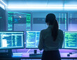 © SolaruS - A dedicated programmer works in a dark, hightech server room at night, focused on complex code. This cinematic scene evokes themes of cyber security, digital innovation, and professional focus.