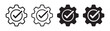 © MissSonali - Black and white vector gear with check mark icons illustrating processes and quality control.