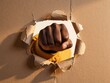 © SR07XC3 - Fist punching through brown paper