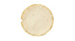 © GANIA - Single thin wheat crepe flat lay shot isolated against white background highlighting beige texture and round cooked edges