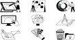 © MdBiplob - Graphic design creative process concept illustrations vector set of digital drawing tablets color wheels vector curves and brand styling tools
