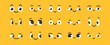 © fim.design - Cartoon funny eye expressions comic faces. Playful emotions and smiling character features, cute doodle emoticons looking sight vision elements, graphic design mascot parts