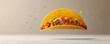 © Niny - Crispy Taco With Seasoned Beef, Corn and Fresh Veggies Floating Over Neutral Background