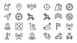 © Liton - GPS Tracker Icon Element Editable Line Set with Location Pin, Satellite Signal, Navigation, Vehicle Tracking, Geolocation, and Route Symbols