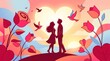 © anti - romantic couple silhouette, love concept, valentine's day