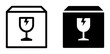 © Lamin - Fragile Shipping Icons, Two Vector Graphics for Package Handling and Delivery Safety, Black and White Symbols for Logistics and Warehousing