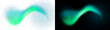 © Uderod - Abstract flowing wave shape with vibrant glowing neon green and teal gradients on both white and deep black backgrounds