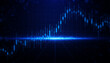 © Durjoy - Futuristic financial stock market graph showing ascending candlestick trends, glowing blue data points, and digital grid infrastructure representing corporate wealth management and global trading.