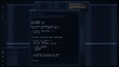 © Allen - Blue developer terminal HUD UI with code editor and data graphs, programming screen with file lists and system logs, futuristic cyber tech interface