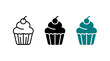 © Al Rafi - Minimalist Sweet Cupcake Icon Set in Outline and Silhouette Styles for Bakery Food Branding