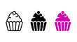 © Al Rafi - Set of cute cupcake icon vector illustration graphics with frosting and cherry topping