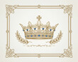 © BD - Golden royal crown with cross and laurel wreath illustration