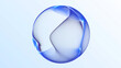 © Vooper - Blue translucent mesh sphere with layered flowing surfaces on a bright minimal background, ideal for technology and corporate design.
