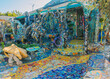 © Metadancer - Colorful mosaic art decorating a house facade and yard in california