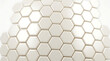 © ain - Glossy off-white hexagonal mosaic tiles arranged in a repetitive honeycomb pattern