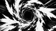 © DEXTEROUA - Dynamic manga vortex swirl with rough brush ink texture. Abstract black and white spiral energy effect for anime action scenes, comic transitions, motion graphics, power attacks, backgrounds.