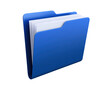 © MDTOUFICKAHAMAD - A single blue document folder icon with white papers inside for organizing business files and office data storage isolated on a white background