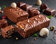 © kobitaart38 - Assorted Milk and Dark Chocolate Bars, Truffles, and Pralines Luxury Confectionery Background