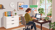 © Zahidul Creative - Woman working remotely on her laptop in a cozy home office