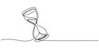 © line drawing - Continuous one line drawing of hourglass on white background, Minimalist single line art of sand glass timer for time management concept, hourglass time sand glass hour clock watch icon. Hourglass one