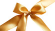 © darietta - Shiny golden satin ribbon tied in a decorative bow with long flowing ends