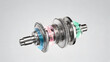 © xinxia - A precision-assembled metal gear shaft with interlocking gears and bearing components for mechanical systems.