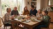 © ASRAF - Family enjoying festive holiday meal together indoors.