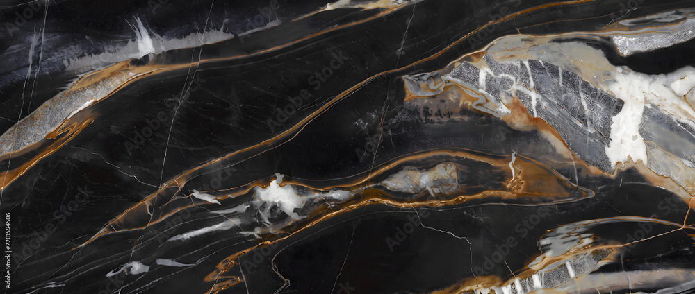 Black onyx marble texture background with dramatic gold veins and ...