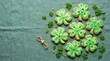 © masumanusrat - A small ant explores a patch of vibrant green echeveria succulents on textured ground