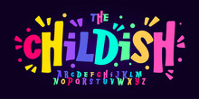 groovy bouncy font logo alphabet festive disco bold colorful playful typography for kids birthday, witty carnival poster, quirky funny headline, creative party title text. Vector typeset