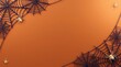 © MDBAKHTIAR - A festive Halloween background featuring dark purple spider webs and light beige spiders arranged on a vibrant orange surface for seasonal ads