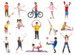 © New Africa - Children with various sports equipment, collage of portraits on white background. Classes in different sports
