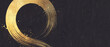© itlada - Enso circle with golden brush stroke on black textured paper with luxury gold leaf splatters, creating an elegant minimalist Japanese calligraphy banner for premium oriental branding