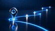 © embung studio  - Glowing Digital Map Pin On Illuminated Path Showing Roadmap And Navigation Journey Concept