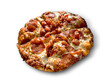 © Rana Hamid - Whole pepperoni pizza with diced tomatoes and melted cheese isolated