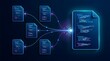 © King Stock - Glowing Source Code Files Connecting to Main Database Document Emphasizing Software Data Aggregation