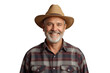 © ArtBox - Smiling mature farmer in plaid shirt and hat