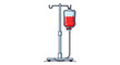 © hasib - Medical iv drip stand with red fluid bag on white background