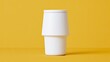 © Charles - Minimalist white container with lid, stacked on yellow background
