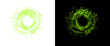 © Creative Element - Abstract green light swirl ring effect isolated on black and white background