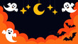 © Digonto - Halloween vector background with ghosts bats moon and copy space