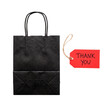 © Kleber - Black shopping bag with a red thank you tag, perfect for Black Friday promotions and retail PNG Isolated on transparent background