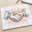 © Agang - Handshake Puzzle Pieces Representing Business Partnership and Agreement.