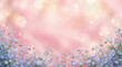 © peno - Beautiful abstract romantic wallpaper featuring soft pastel pink blur gradients adorned lower frame border texture tiny delicate blurry pink hearts bokeh backdrop template
