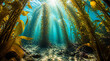© Anom S. - Underwater Kelp Forest with Sunlight Rays Penetrating Through the Blue Ocean Water and Algae Ecosystem on the Seabed