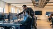 © AspctStyle - Professional male mentor pointing at code on a computer monitor for young software developers in a modern office lab, capturing collaborative learning for IT training and career development.