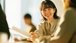© 尚子 - A female business professional handing over documents or a quote with a smile (meeting or business negotiation scene)