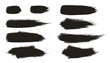 © Farhan - Collection of ten abstract black ink paint brush strokes of varying textures and sizes, isolated on a white background.