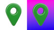 © Design Planer - Green location pin icons 3D rendering